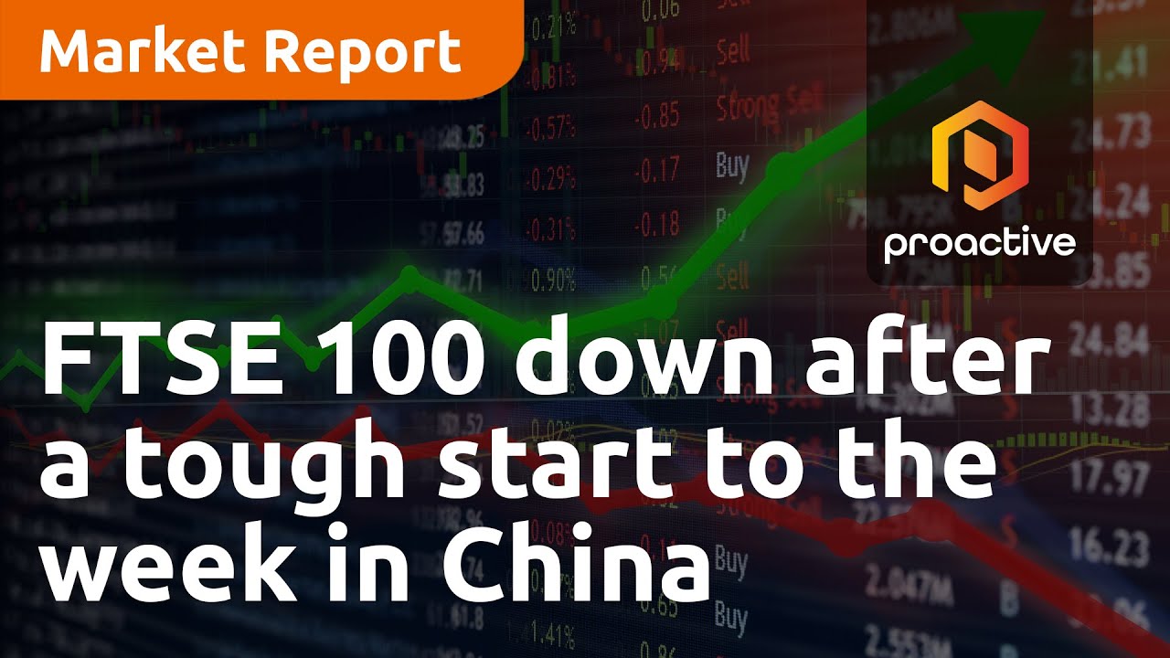 FTSE 100 down after a tough start to the week in China - Market Report