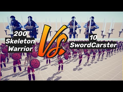 200 Skeleton Warrior Against 10 Swordcaster. Tottaly Accurate Battle Simulator TABS