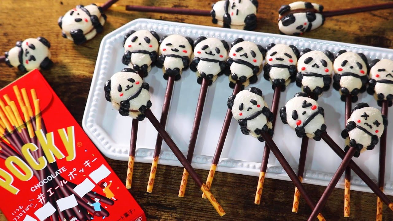 【マカロン作り方】11月のオススメ！卵白1個で激かわポッキーマカロン Chocolate Macarons｜パンダワンタン