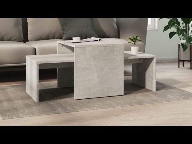 Vidéo teaser pour 802916 vidaXL Coffee Table Set Concrete Grey 100x48x40 cm Engineered Wood