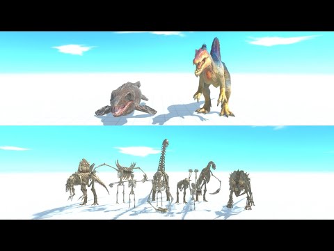 SPINO + MOSASAURUS VS ALL SKELETON UNITS - ANIMAL REVOLT BATTLE SIMULATOR