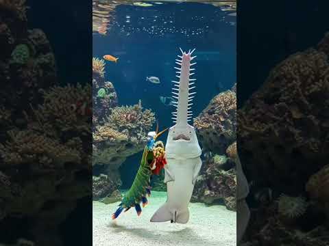 Mantis shrimp vs Red humphead parrot fish mantisshrimp oceas animal #angel #foryoupage❤️❤️ #angeln