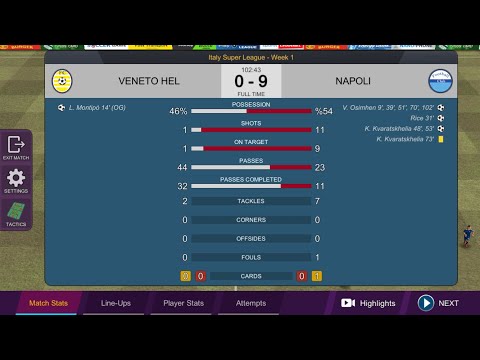 Amazing 9-0 win for Napoli highlight