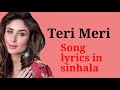 teri meri hindi song/ තේරි මේරි/bodyguard