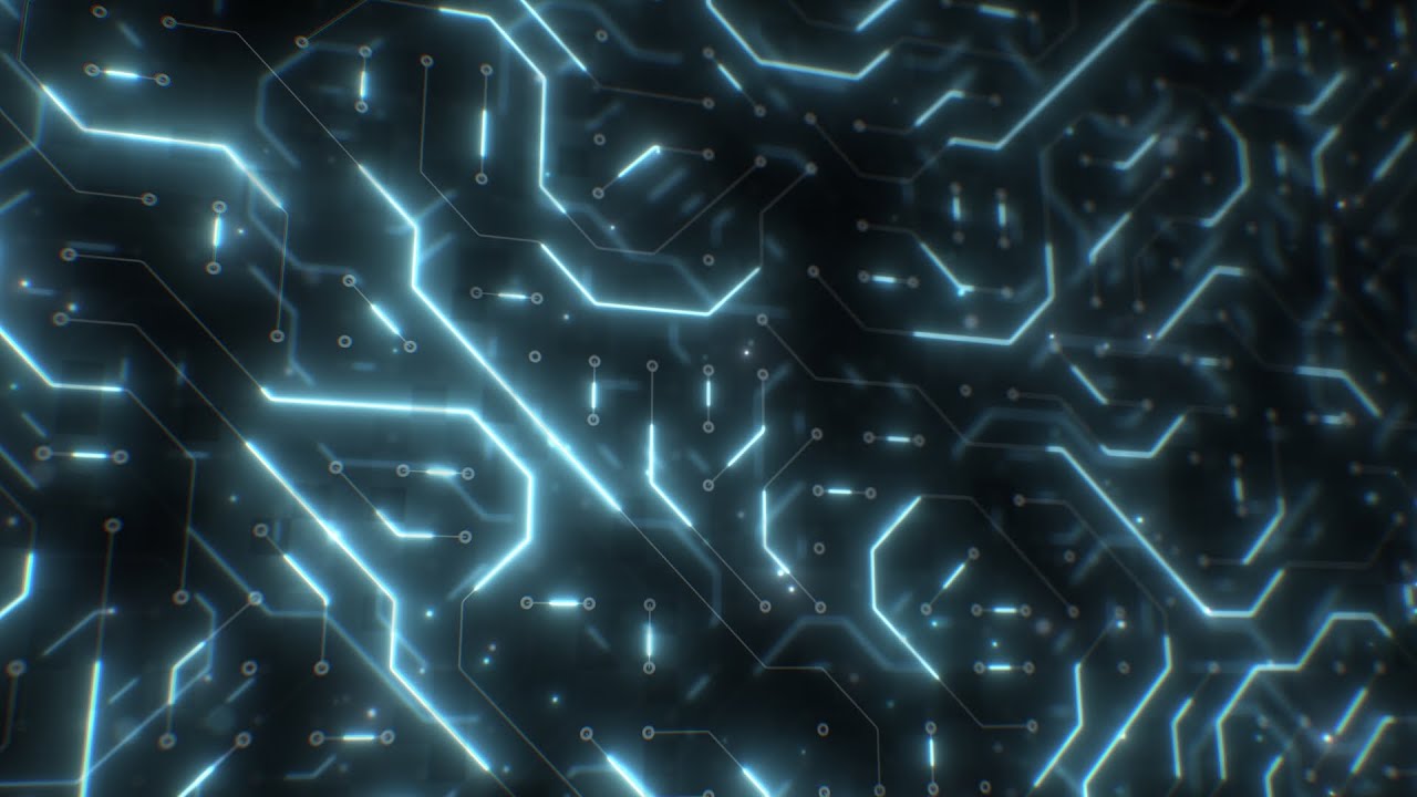 Futuristic Sci-Fi Electricity Flows in Circuit Board Digital Lines 4K VJ Loop Motion Background