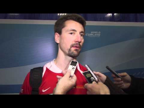 2011 Ford World Men's Curling Championship - Draw 12 Media Scrum