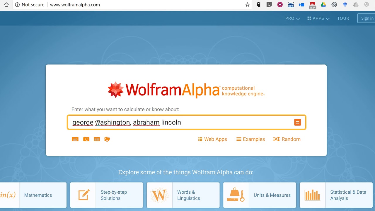 Making Comparisons in Wolfram Alpha