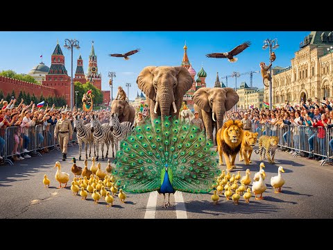Real Animal Parade MOSCOW 2026: Live Wildlife Marches Through Red Square (UNBELIEVABLE)