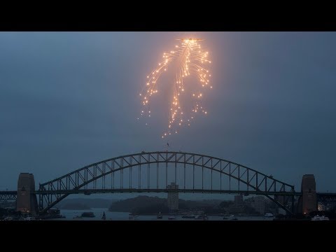 Sydney Harbour Australia Day '19 RAAF C-130J Dispenses Flares