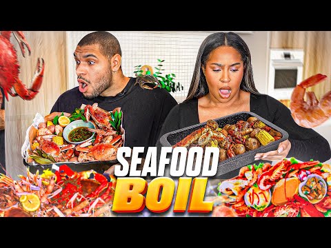 THE WORST COOKS! GIANT Sea Food Boil 😱 (cook with Domi & Yani)