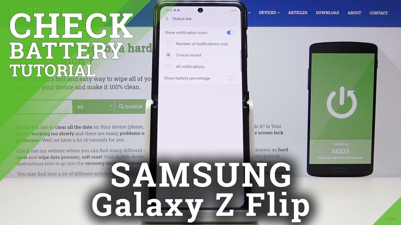 How to Locate Battery Percentage on SAMSUNG Galaxy Z Flip – Battery Settings