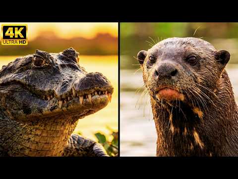 Wild Pantanal 4K / The Giant Otter and Black Caiman / Relaxing Nature Film