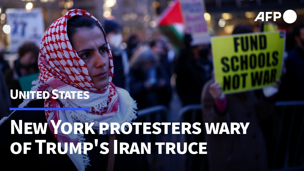 Video | New York protesters wary as Trump announces Iran ceasefire | AFP