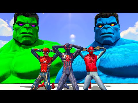 Hulk & Blue Hulk vs Spiderman & Spider-Man 2099 & Injured Spider Man - What If Battle Superheroes