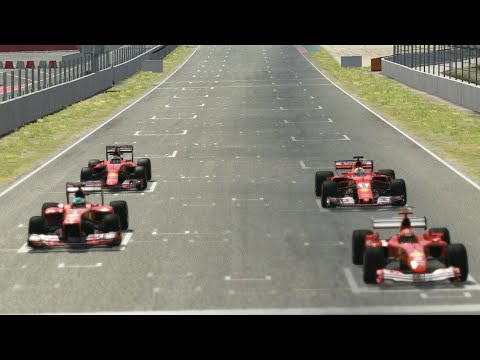 Ferrari F1 2004 vs Ferrari F1 2013 vs Ferrari F1 2015 vs Ferrari F1 2017 at Barcelona GP