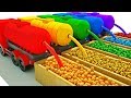 Learn Colors with WaterTank Trucks and Sports Balls for Kids #excavator, Dump Truck, Mixer Truck