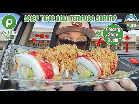 Publix® Spicy Tiger Tempura Shrimp Sushi Roll Review! 🔥🐅🦐🍣 | Grocery Store Sushi! | theendorsement