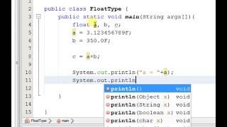 Float type variable  example in  java program