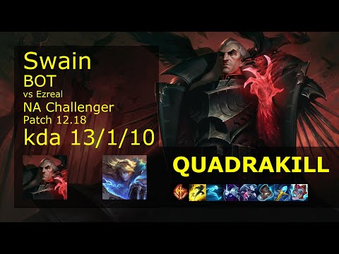 Swain Bot vs Ezreal - NA Challenger 13/1/10 Patch 12.18 Gameplay