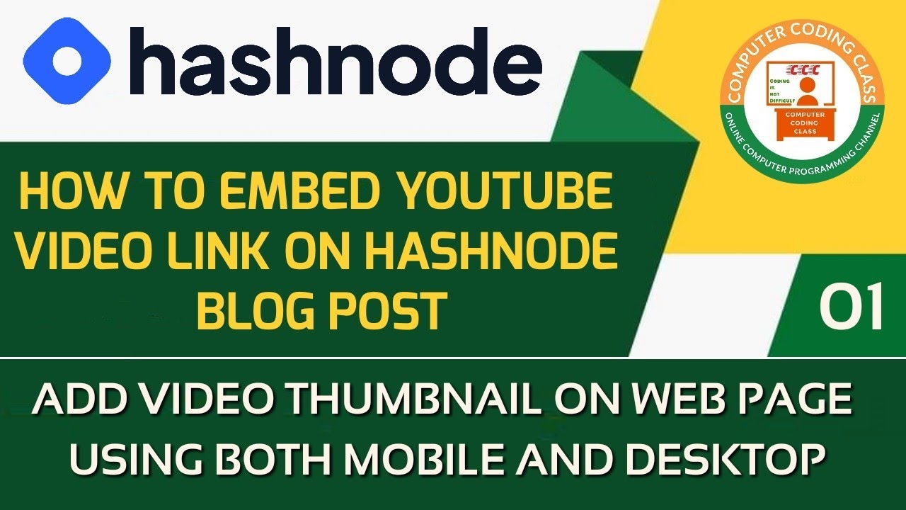 How to Embed YouTube Video on Hashnode Blog | Hashnode Blog Tutorial | Computer Coding Class