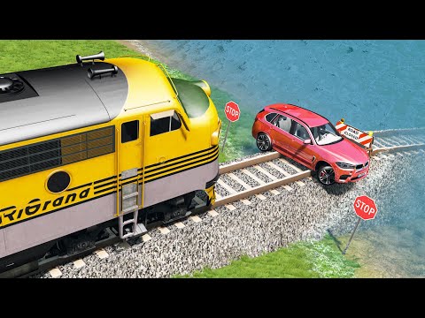 Railway Сrossing Train Сrashes #12 - Beamng drive