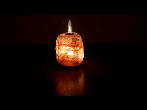 Salt Lamp Candle in the Rain / Night Light with Rain Sounds