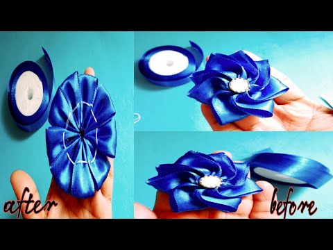 Super easy ribbon flowers making | Hand embroidery ribbon flowers | DIY ribbon flowers tricks
