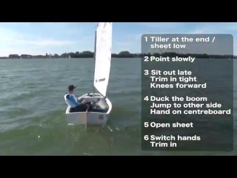 Optimist sailing - tacking