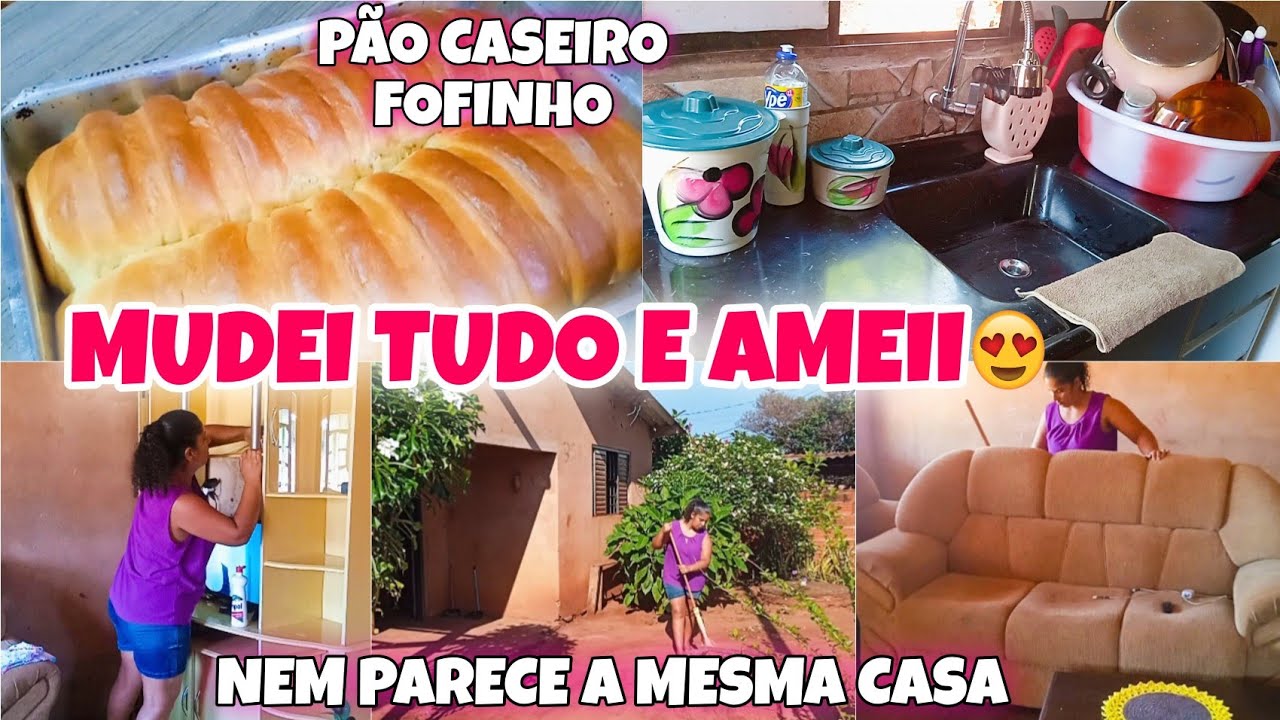 *MUDEI TUDOO E AMEII*!😍 DEIXE A SALA DE CARA NOVA- PÃO CASEIRO FOFINHO- LIMPEI E ORGANIZEI TUDO