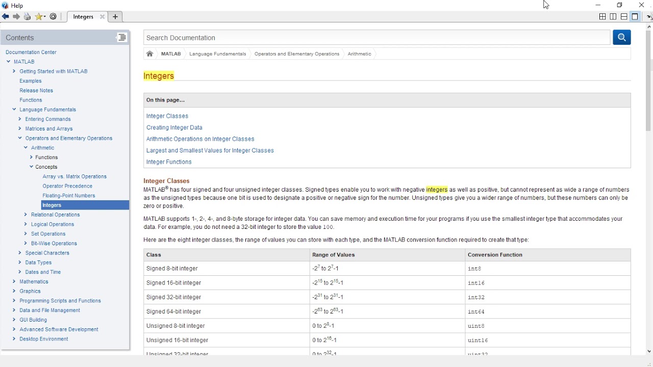 MATLAB 4.3. Data Types - Numeric Integers