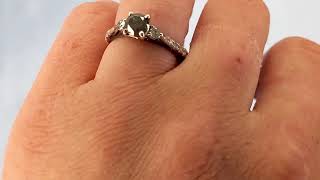 Two Tone White Gold, Black Gold Round Cut Salt and Pepper Diamond Engagement Ring