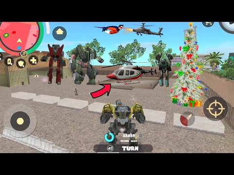 Rope Hero: Vice Town (BD 100 Machine Destroy Army Helicopter) Green Robot Car - Android Gameplay HD