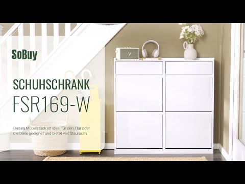 Schuhschrank FSR169-W Weiß - Holzwerkstoff - 98 x 95 x 19 cm