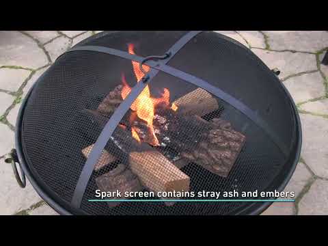 Victorian 26 Inch Round Steel Wood Burning Fire Bowl in Black By Ultimate Patio Overview