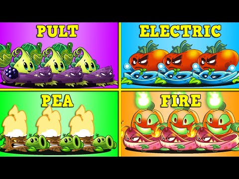 4 Team PULT x ELECTRIC x PEA x FIRE Battlez - Who Will Win? - PvZ 2 Gameplay