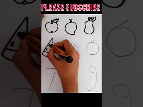 FRUITS AND VEGETABLES DRAWING USING NUMBERS FROM 1-9