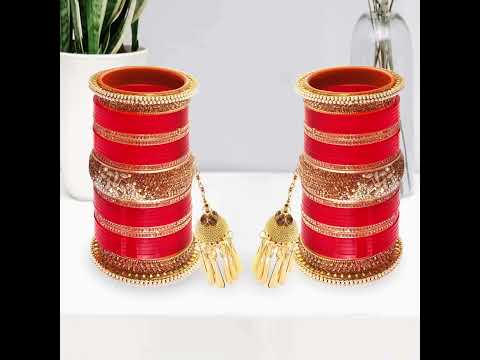Red brass punjabi latkan bangles