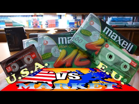 maxell UE 60 (2002, EU Market) vs maxell UR 90 (2002, USA Market) audio cassette unwrapping!