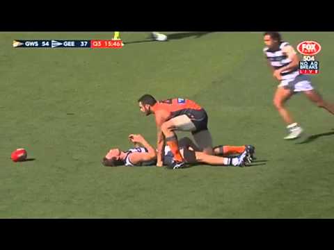 Shane Mumford massive tackle on Mitch Duncan