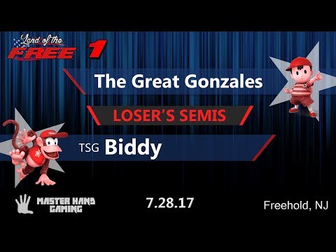 Land of the Free 1 - The Great Gonzales (Ness) vs. TSG | Biddy (Toon Link, Diddy) - Loser's Semis