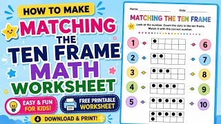 Matching Ten Frame Worksheet in Canva | Easy Kindergarten Math Worksheet