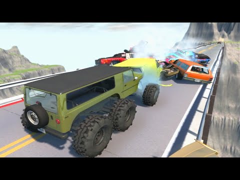 Collapsing bridge pileup car Crashes #7 - Beamng Drive | CrashTherapy