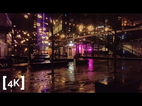 Midnight Walk in the Rain | Boston Binaural Sounds for Sleep | 4K ASMR Ambience