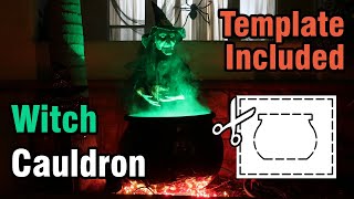 Halloween witch theme big cauldron prop display with special fog and lighting effects - DIY