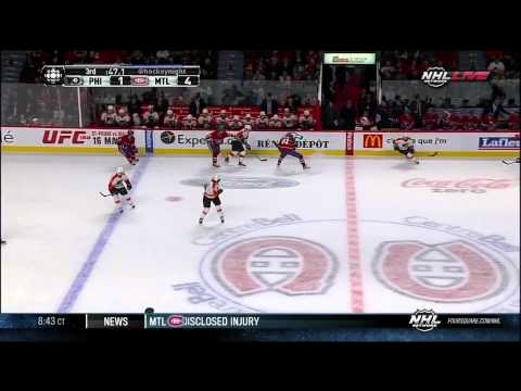 Rene Bourque goal Feb 16 2013 Philadelphia Flyers vs Montreal Canadiens NHL Hockey