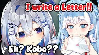 Kobo trying her best to convey her feeling through a letter to Kanata