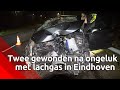Twee gewonden bij botsing auto vol lachgas op lantaarnpaal