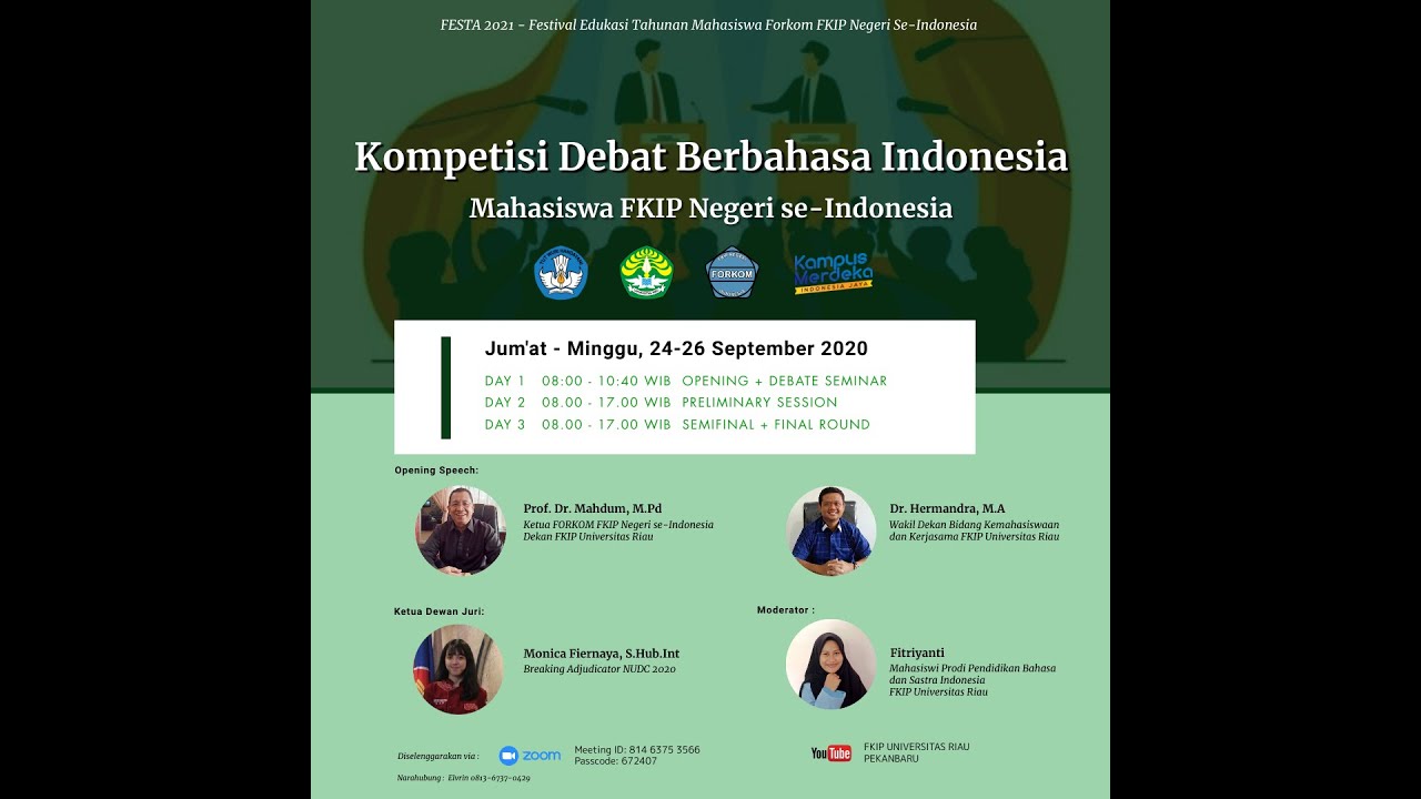 Pembukaan Kompetesi Debat Berbahasa Indonesia_Festa Mahasiswa 2021 Forkom FKIP Negeri Se-Indonesia