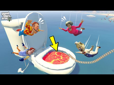 LAV DOLU DEV TUVALETE DÜŞTÜK 😱 GTA 5 Scary Teacher - Dark Riddle - Hello Neighbor