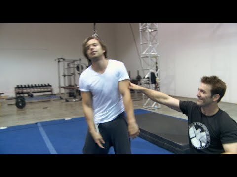 Scarlett Johansson and Sebastian Stan training for Captain America: Winter Soldier